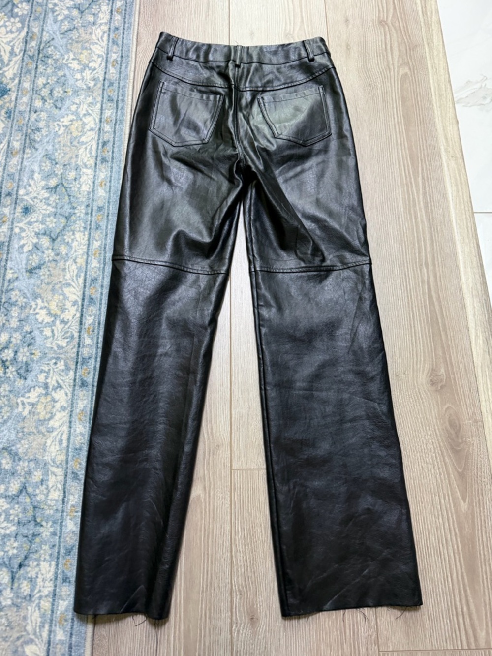 Princess Polly Macey Black High Rise Straight Leg Faux Leather Vegan Pants - Picture 5 of 5